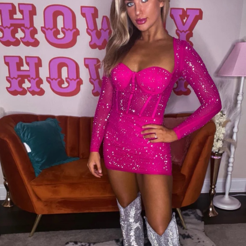 Hot pink studded dress